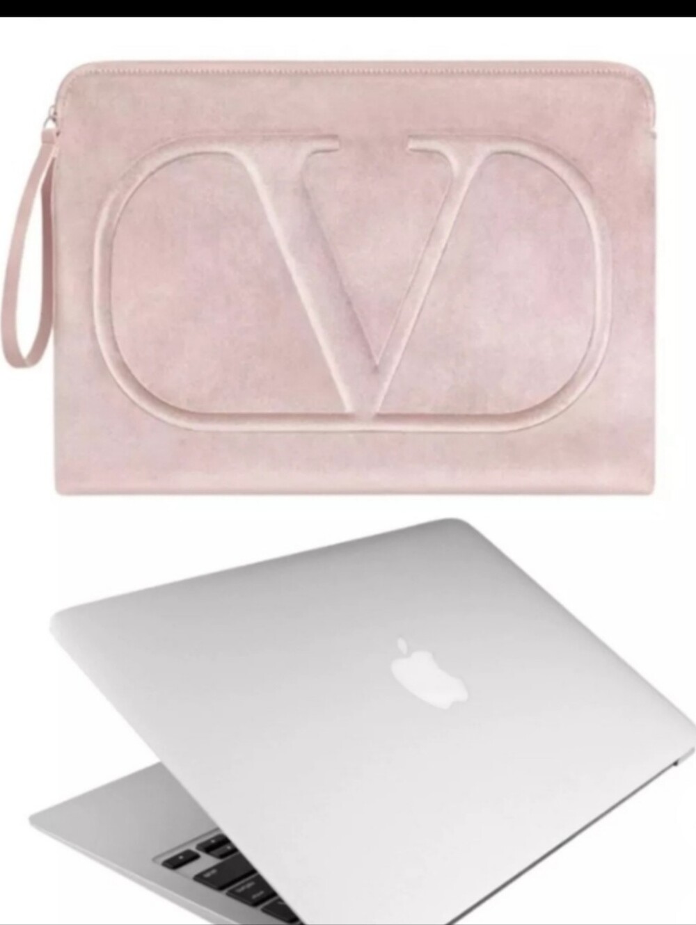 New Valentino Beauty Cream Nude Velvet Big Laptop Case Pouch Bag